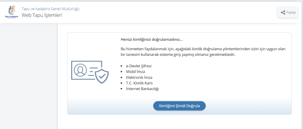 Web tapu arayüz resmi
